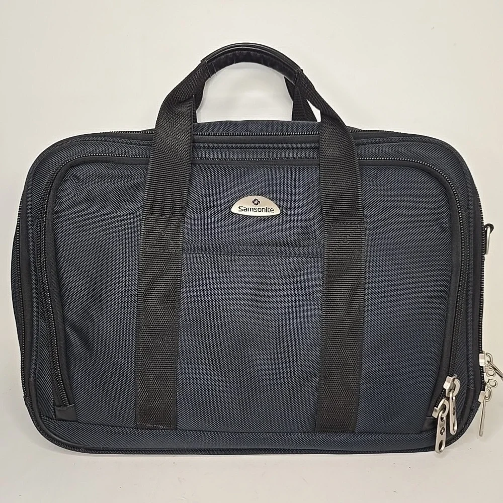 Samsonite Carry On Laptop Expandable Briefcase Luggage Navy‎ Blue